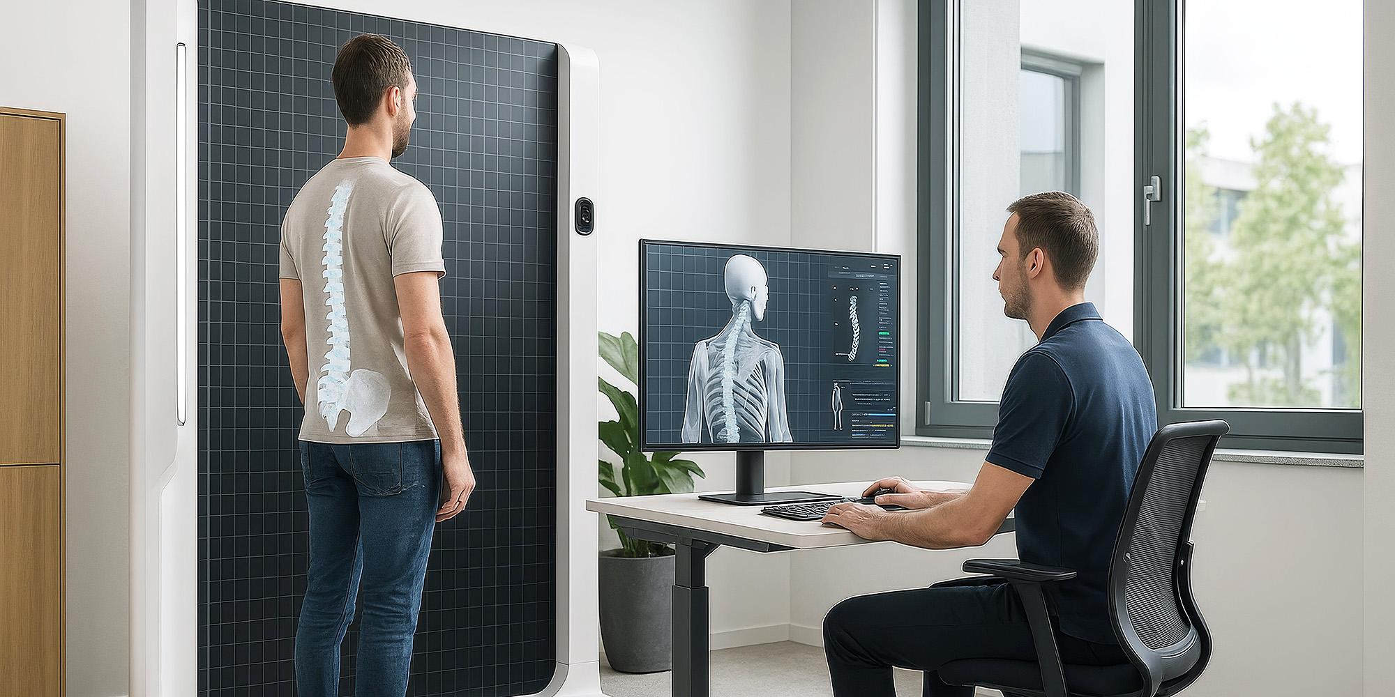 Digitale Wirbelsäulenvermessung mit 3D-Darstellung zur ergonomischen Analyse der Körperhaltung